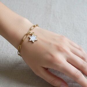 Stainless Steel Star of David Charm Bracelet